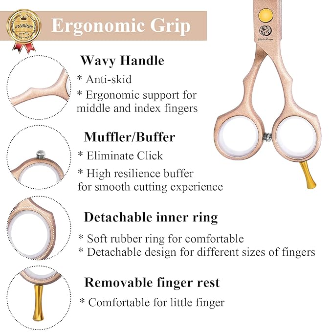 Purple Dragon 5.5 inch Hair Cutting Scissors Set with Razor - Rose Gold