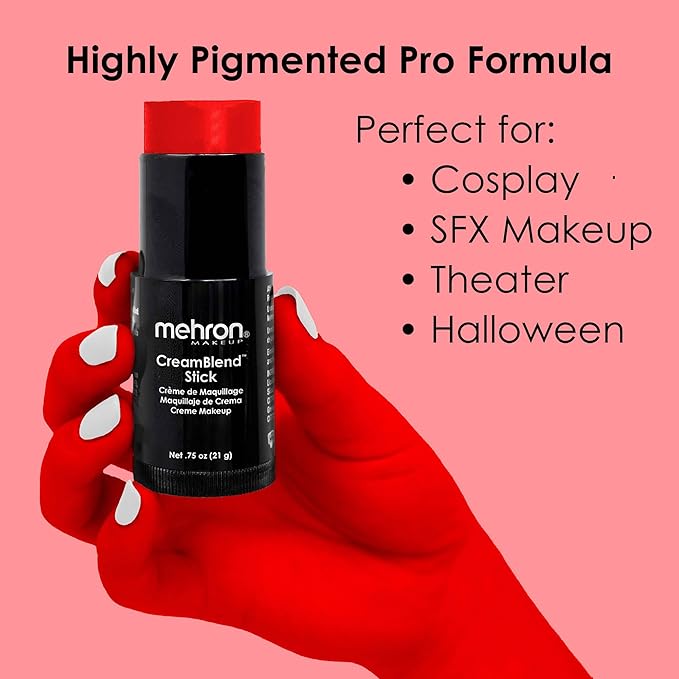 Mehron Makeup CreamBlend Stick - REALLY BRIGHT RED, Cream Face Paint
