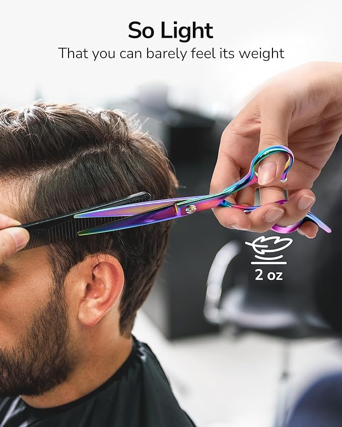 Hair Cutting Scissors, ULG Professional Hair Scissors 6.5” Rainbow