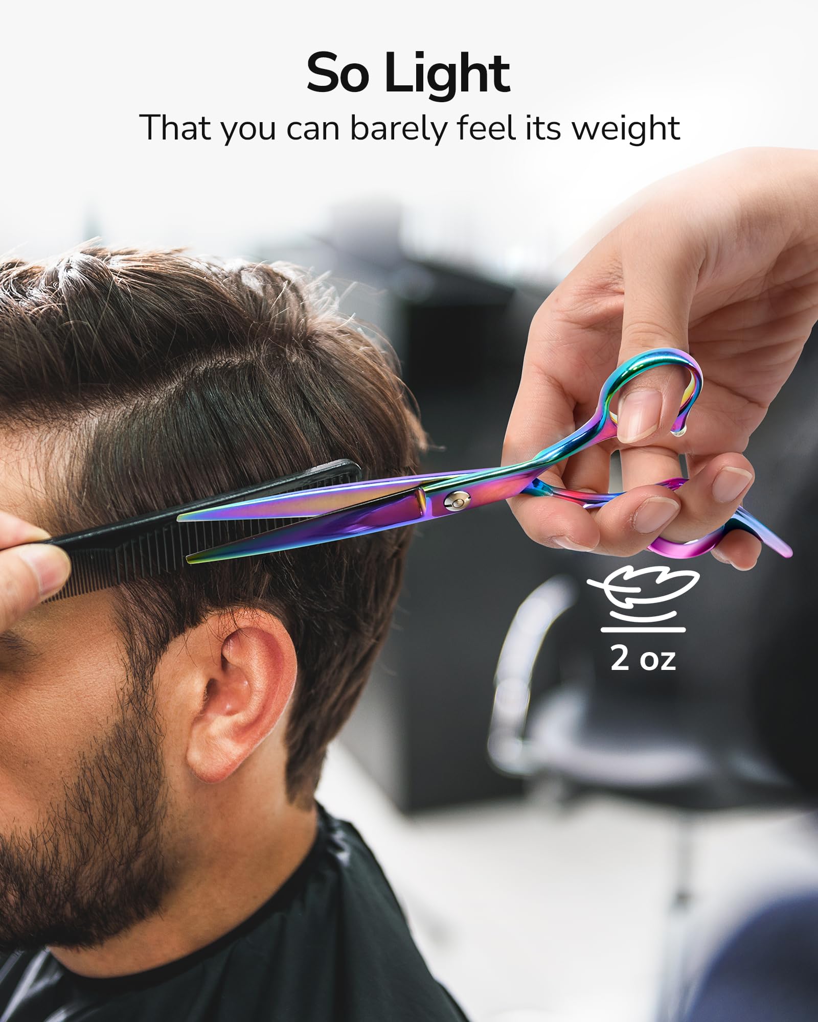 Hair Cutting Scissors, ULG Professional Hair Scissors 6.5” Rainbow