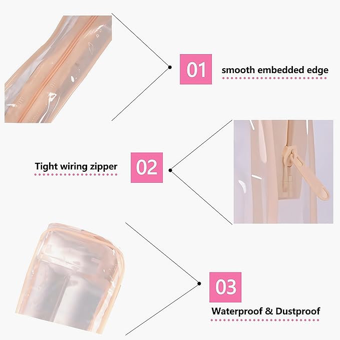 CTyeIahk Clear Makeup Bag 6 Pack Zippered Travel Cosmetic & Toiletry Organizer Bag Set for Makeup Travel for Women Airport Airline Compliant Bag, Pink