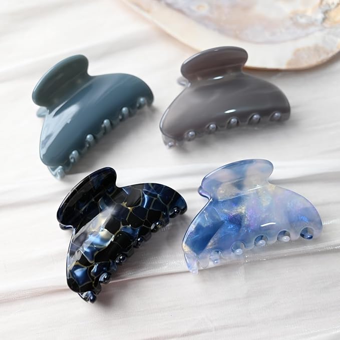 Prettyou Handmade Celluloid Acetate French Design Barrettes Tortoise Shell Claws Hair Claw Luxury Fashion Accessories Hair Clip for Women (aespa blue)