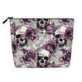 MOLAIGIN Skull Purple Flower Cosmetic Bag For Women, Travel Makeup Bag, Toiletry Zipper Bag, Large Capacity Aesthetic Cases