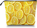 Scribesense Cosmetic Bags Travel Makeup Toilet Case Waterproof Pouch for Women Girls 6.7X9.45inches - Arrangement of Lemon Slices in A Bright Yellow