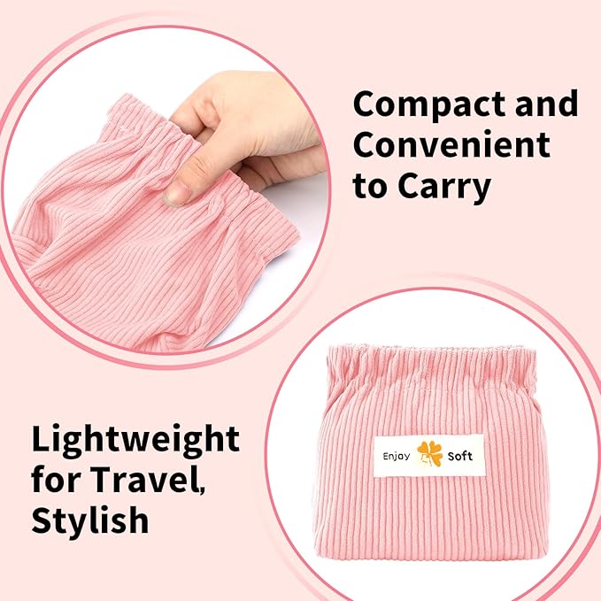 AUGSUN 6pc Corduroy Elastic Hair Tie Organizer, Storage Bag Makeup Pouch