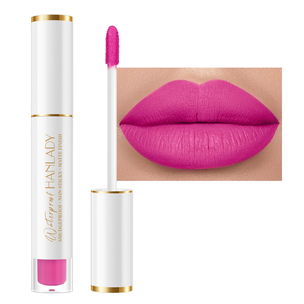 HANLADY Hot Pink Lipstick Matte Long Lasting Lipstick for Women Smudgeproof