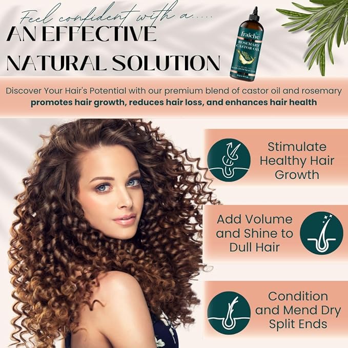 Essential Rosemary Castor Oil for Hair Growth Scalp Oil Hair loss Treatment