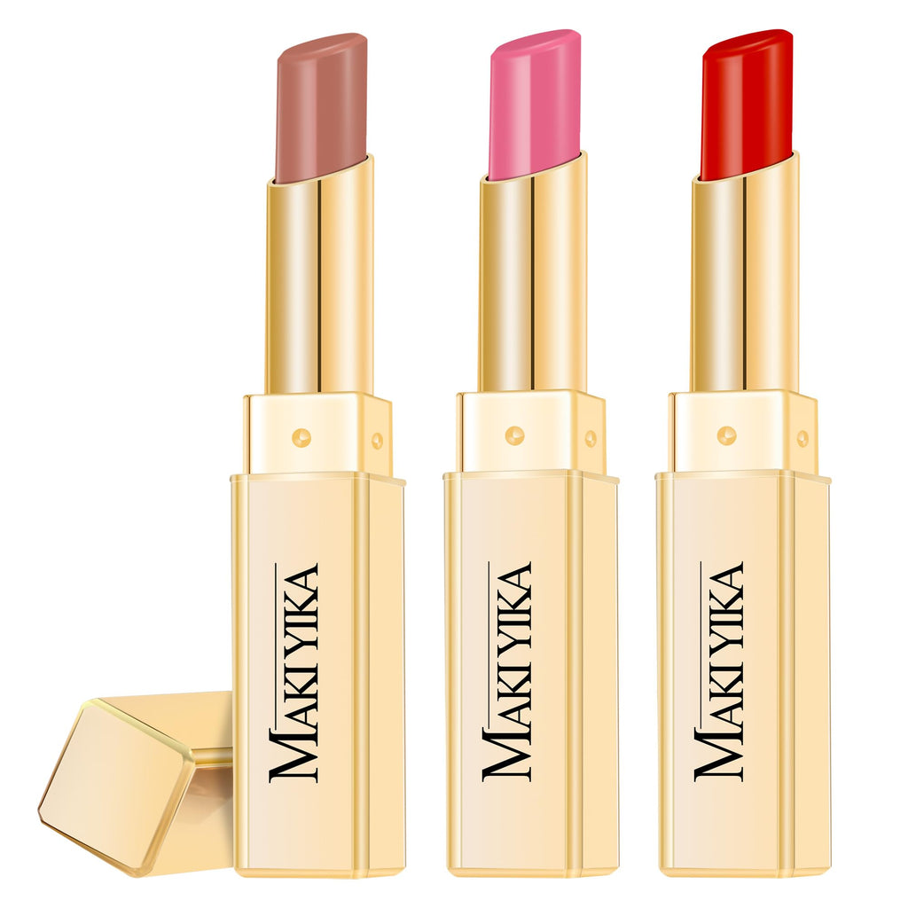 MAKI YIKA 3Pc Moisture Lipsticks for Women Nude Pink Red Lipstick