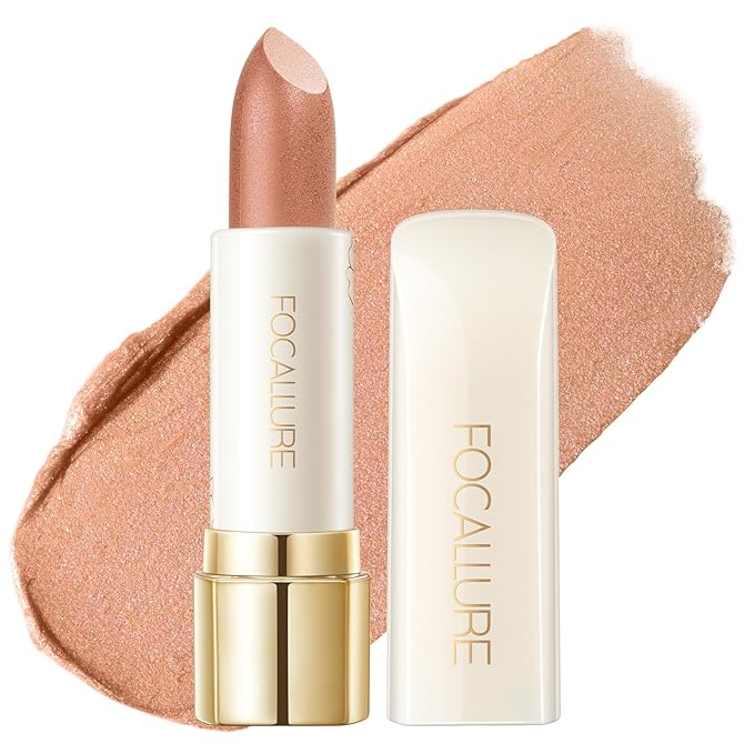 FOCALLURE Moisturizing Shimmer Lipstick, Hydrating Buildable Lip Color, Long Lasting Non-Drying Formula, Sparkly Diamond Finish, Independence Day Gift, Bitter Sweet