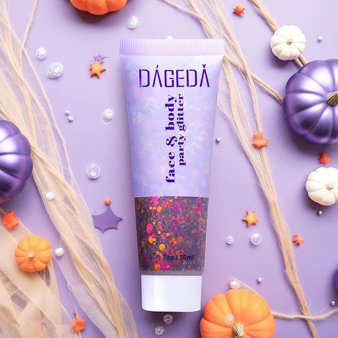 DAGEDA Halloween Black Body Glitter Gel,Sparkly Hair Face Glitter Makeup
