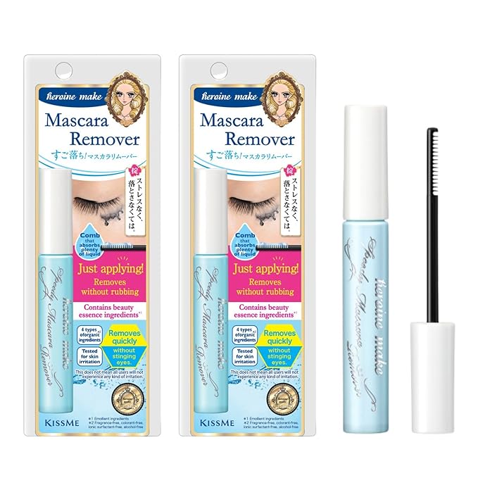 Heroine Make by KissMe Mascara Remover | Waterproof Makeup Remover Wand | Gentle Eye Makeup Solution for Sensitive Eyes | Travel Size for Waterproof Makeup | Made in Japan | 2 Pack