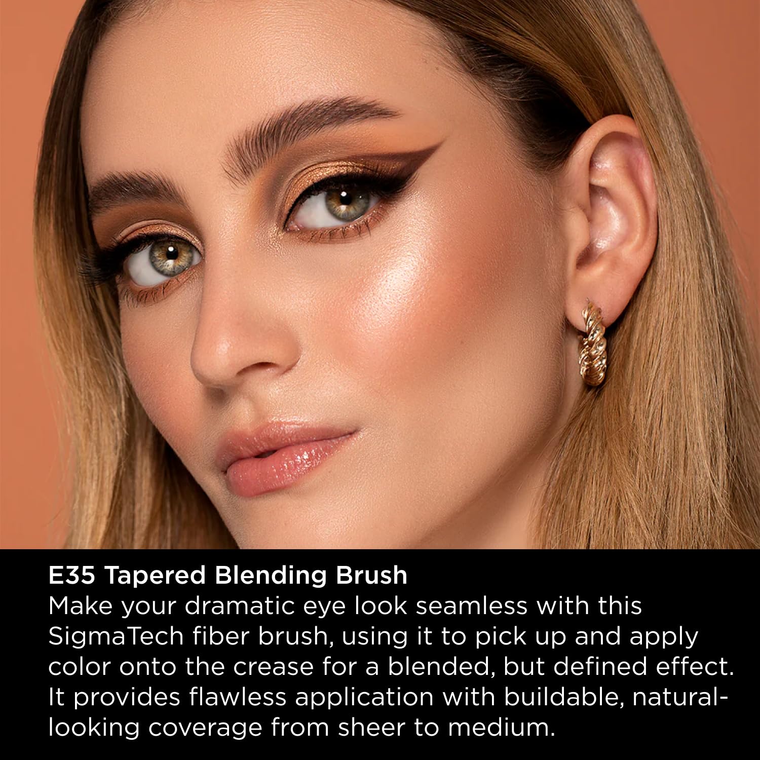 Sigma Beauty Professional E35 Tapered Blending Brush – Professional Eyeshadow Brush for Precision Eyeshadow Blending, Softens Dramatic Edges & Harsh Lines for a Well Blended Effect (1 Brush)