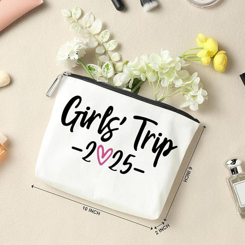 2 PCS Girls Trip Gifts Favors 2026 Girls Weekend Gifts for Women Bestie Gifts Friend Gifts Girls Trip Favors for Sister Her Work Bestie Friendship Holiday Vacation Makeup Bag Weekend Bags for Women