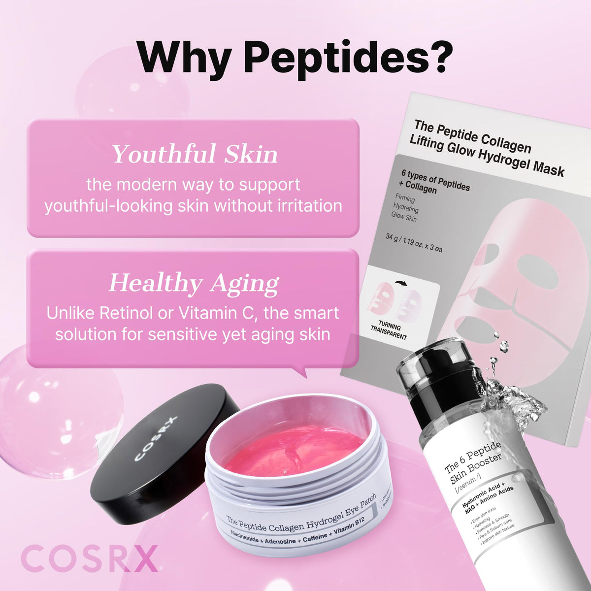 COSRX 6X Peptide Collagen Skin Booster Toner Serum for Dull Skin, 5.07 oz