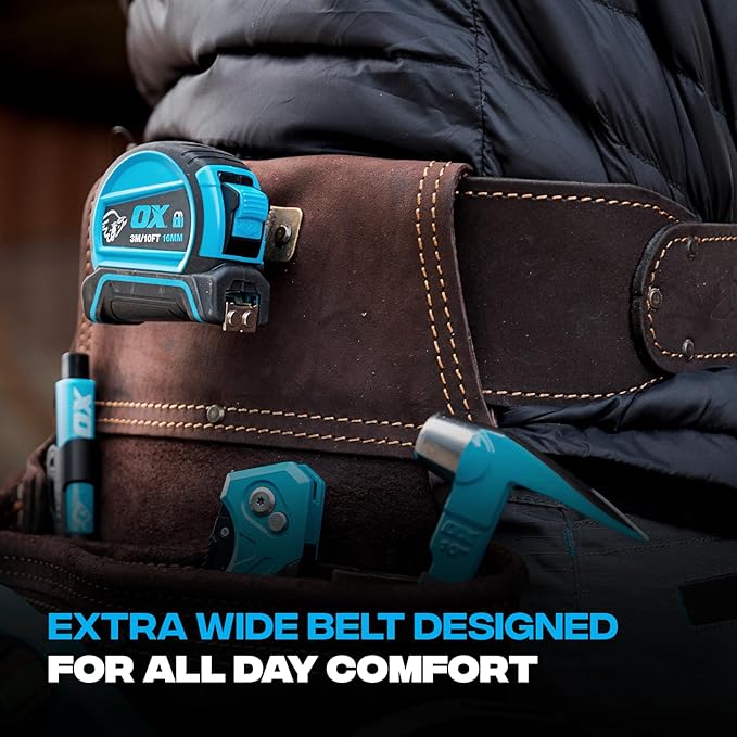 OX Pro Construction Tool Belt - 22-Pocket Leather Tool Belt Pouches - Made of Oil-Tanned Leather with Double-Stitching and Steel Rivets Morrales De Construccion OX-P263604