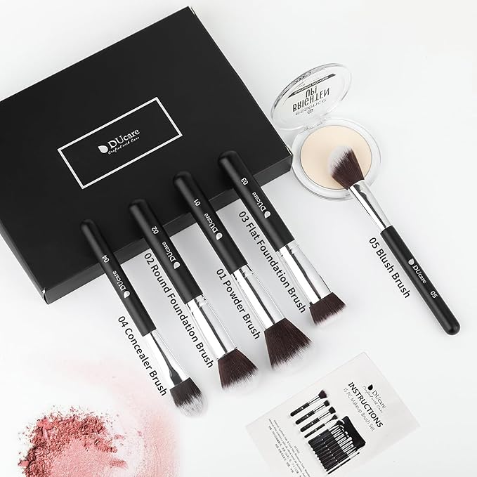 DUcare Makeup Brushes with Travel Bag 15Pcs Makeup Brush Set