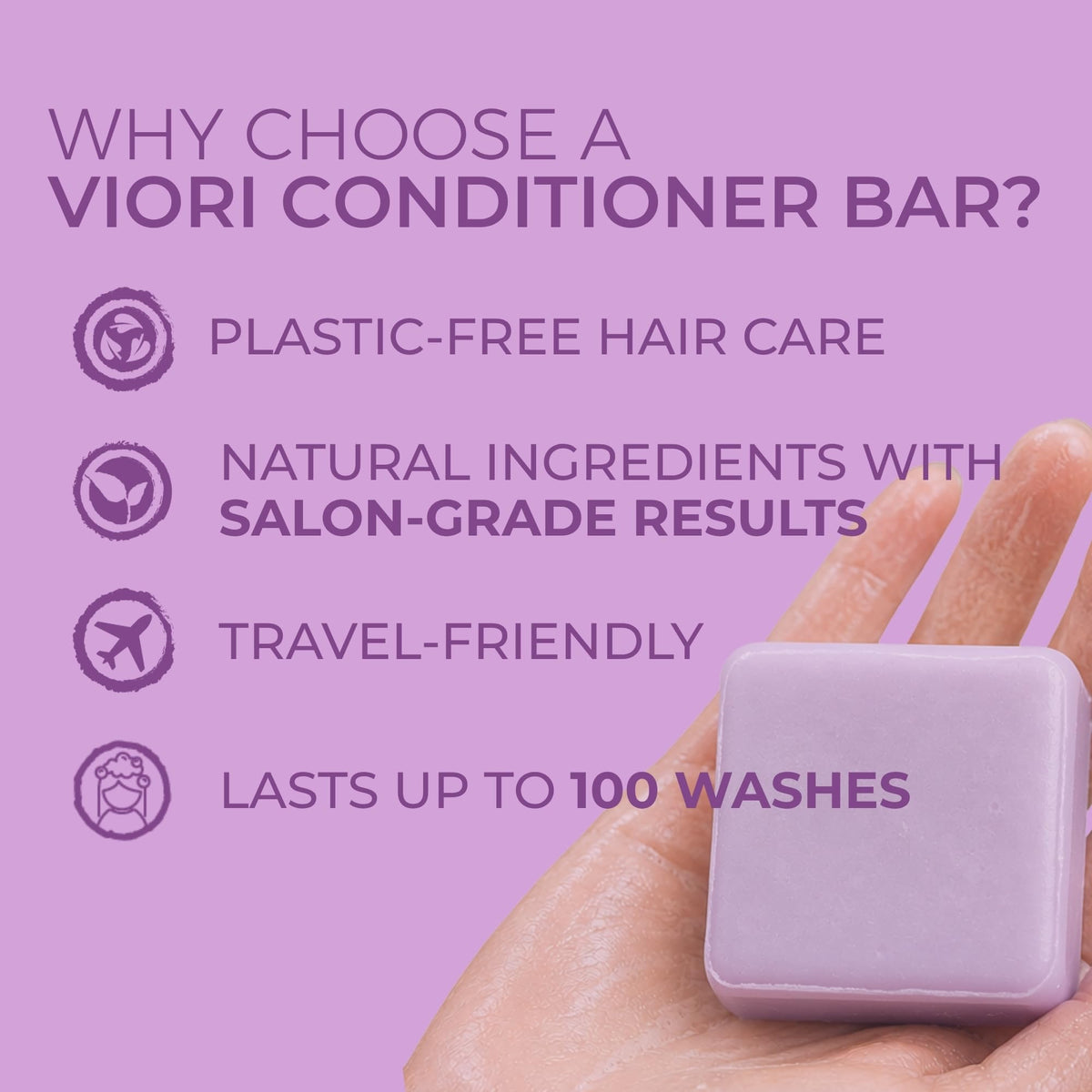 Viori Purple Conditioner Bar - Handcrafted with Longsheng Rice Water & Natural Ingredients - Blonde Hair Toner to Neutralize Brassy Tones