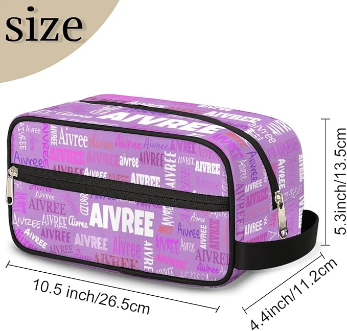 KFNHN Personalized Name Toiletry Bag, Orchid Purple Color, Colorful Names