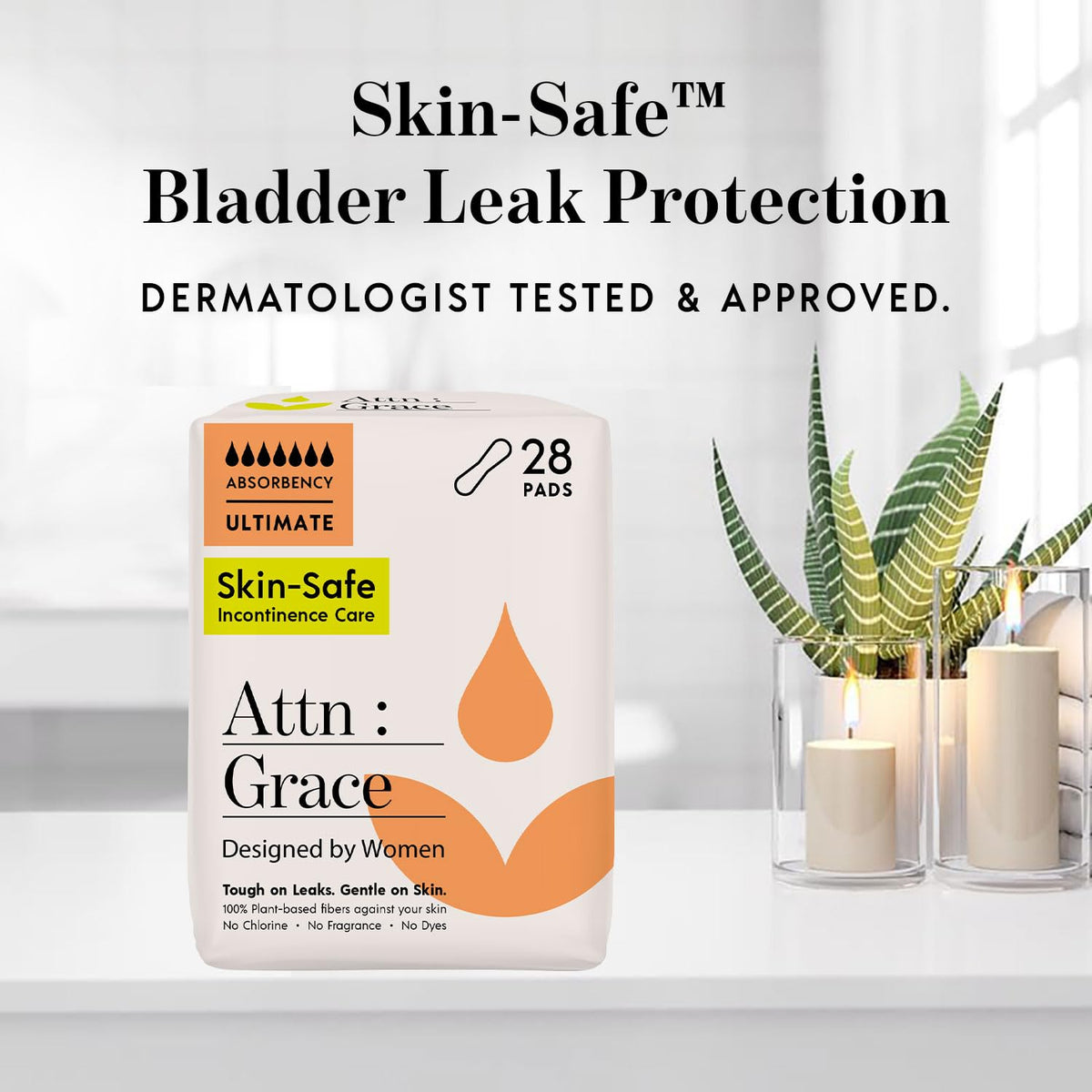 Attn: Grace Ultimate Incontinence Pads for Women - Plant-Based, 56 Count
