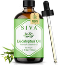 Siva Eucalyptus Essential Oil 4 Fl Oz – for Diffuser, Skin & Hair Care – Ideal for Aroma, Massage & DIY Blends- with Dropper