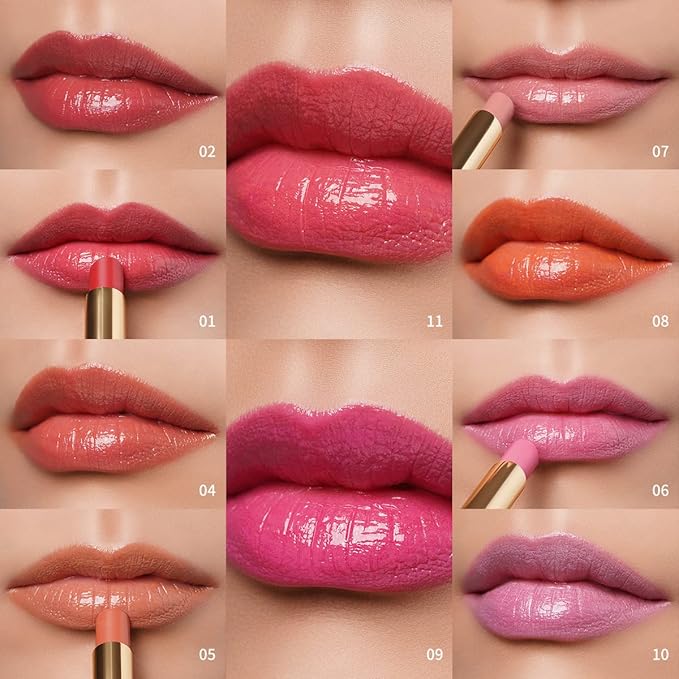 Oulac Orange Lipstick - Moisturizing Lip Stick Glossy Tinted Lip Balm, Sheer Shine Juicy Finish, Lightweight and Hydrating Formula for Dry Lip Care, Vegan 2.2g/0.07oz (08)