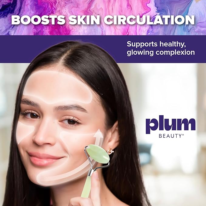 Plum Beauty Jade Roller - Face Roller, Gua Sha Facial Tools, Pack of 1
