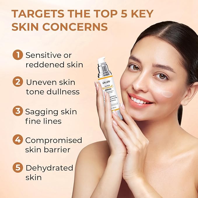 GNJOY Vitamin C Serum with Hyaluronic Acid & Caffeine for Mature Skin