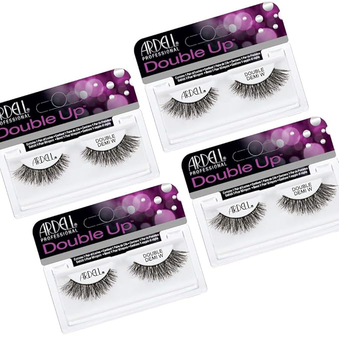 Ardell Double Up False Eyelashes – Double Demi Wispies Strip, Wispy Dramatic Look, Reusable Fake Lashes for Women, 4 Pairs