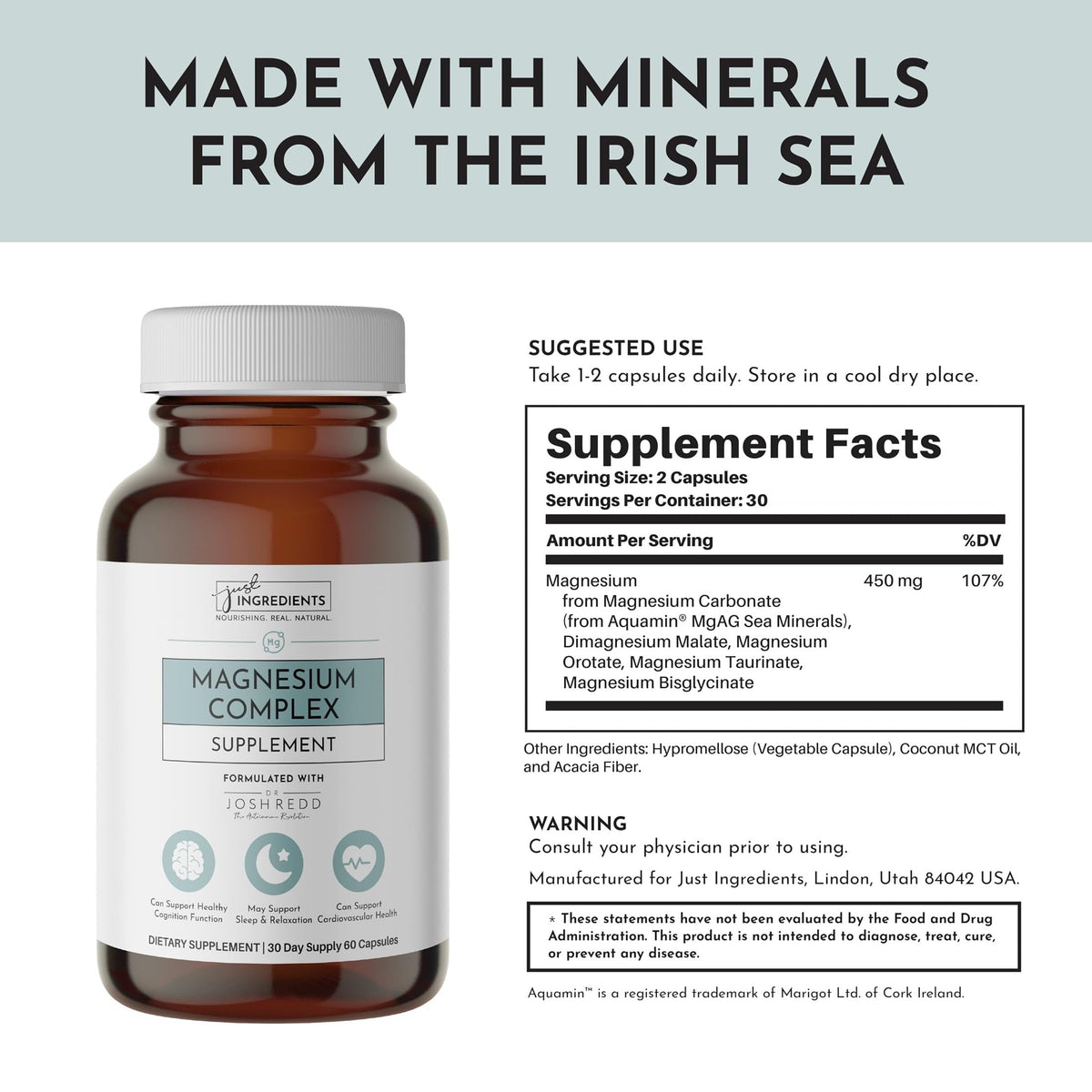 JUST INGREDIENTS Magnesium Complex - 5 Forms Sleep & Mood - 60 Capsules