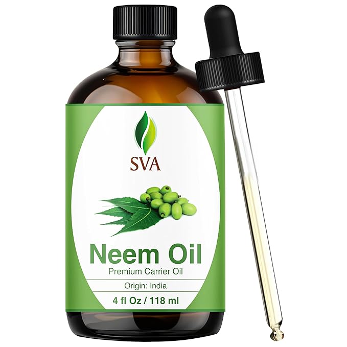 SVA Neem Seed Oil 4 Fl Oz - for Face, Skin Care, Hair Care, Scalp Massage & Body Massage – Carrier Oil with Dropper