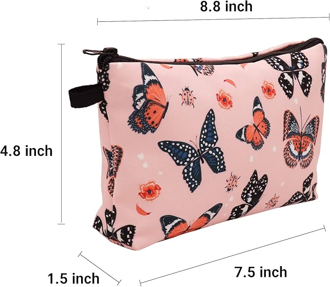 Aiphamy Cute Travel Makeup Bag Cosmetic Bag Small Pouch Gift for Women (Butterfly)