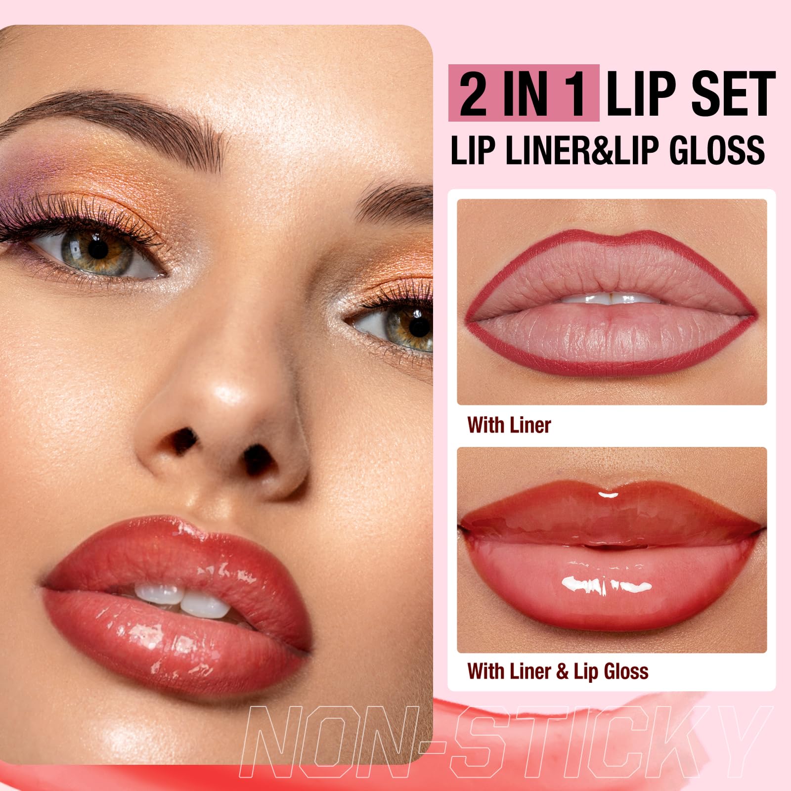 Jolilab Matte Lip Liner Lip Oil Set, Lip Makeup Set Natural Smooth Long-Lasting And Hydrating Beauty Daily Cosmetics Gift for Women Easy-to-Use（10pcs）