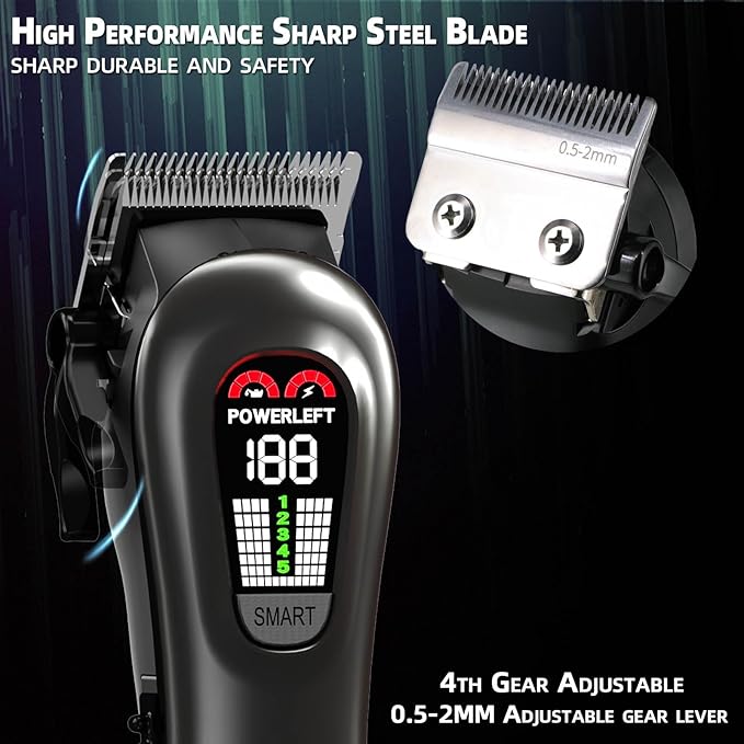 TCMKY Hair Clippers for Men Professional Hair Trimmer for Men Cordless&Corded Barber Clippers for Hair Cutting & Grooming.Rechargeable Hair Trimmer Kit for Household(Silvery)