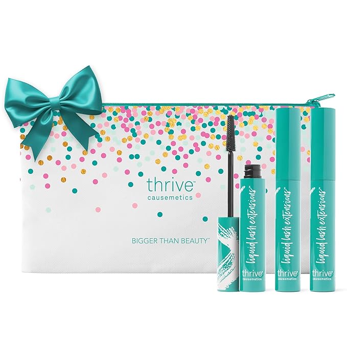 Thrive Causemetics Liquid Lash Extensions Mascara, Makeup Gift Set, Tubing Mascara Lengthening, Volumizing, Smudge Proof, No Clumping or Flaking, Cruelty Free, Brynn (Rich Black)