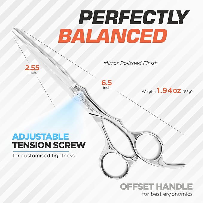 Fagaci Professional Hair Scissors 6' Razor Sharp Blades, Fine Cutting ATS314 Steel Hair Cutting Scissors