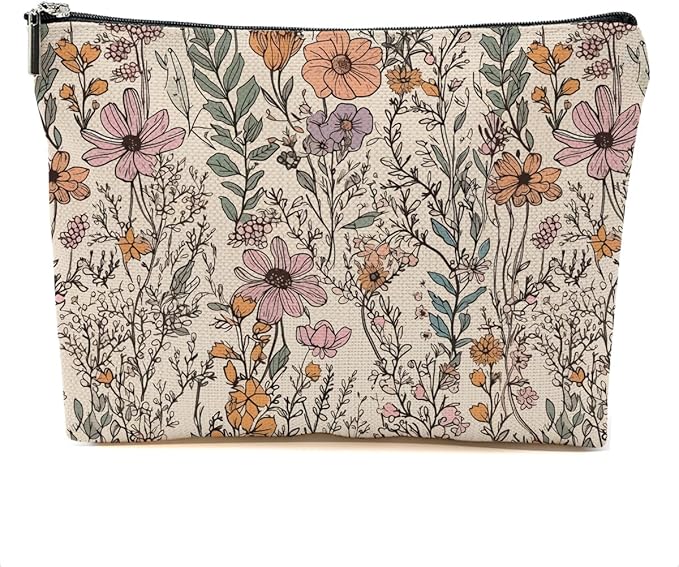 DHKG Vintage Wildflowers Makeup Bag Friend Friendship Gifts for Women Girls