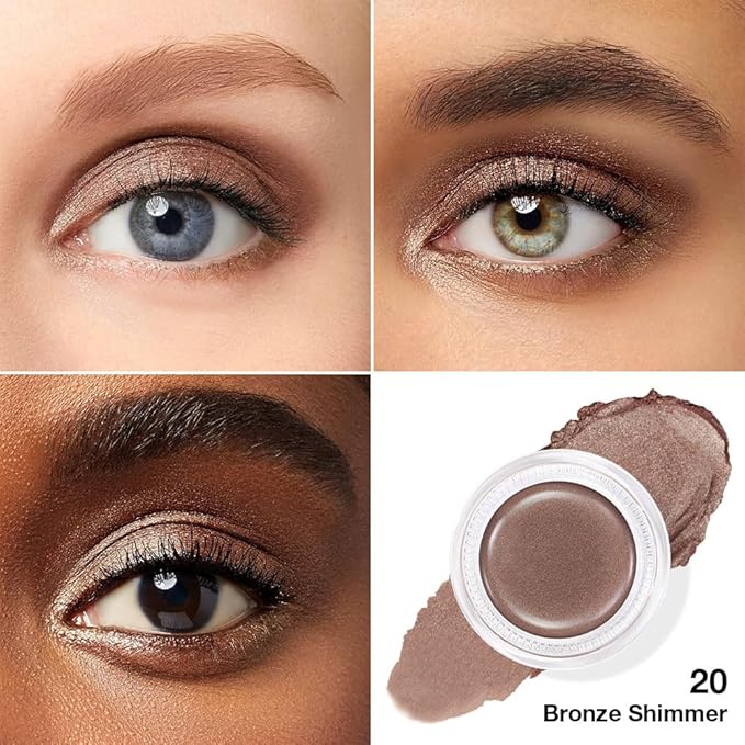 FeiCuiYun Cream Glitter Bronze Shimmer Metallic Eyeshadow Palette Makeup, Natural Single Mini Instant Holographic Eyeshadow For Women, Sombras Crema Para Ojos, Talc, Paraben & Cruelty Free, 20