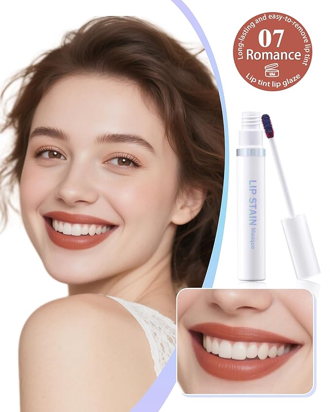Berinist Lip Stain Masque Lip Liner Stain Long Lasting Waterproof Lip Tint Stain Semi-Permanent Lip Tattoo Transfer Proof Non-Drying Matte Finish Suitable for Women's Daily Lip Makeup