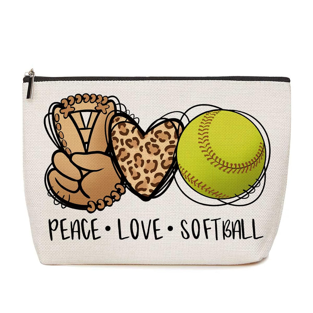 Lovdazzles Softball Leopard Makeup Bag Inspirational Cosmetic Bag