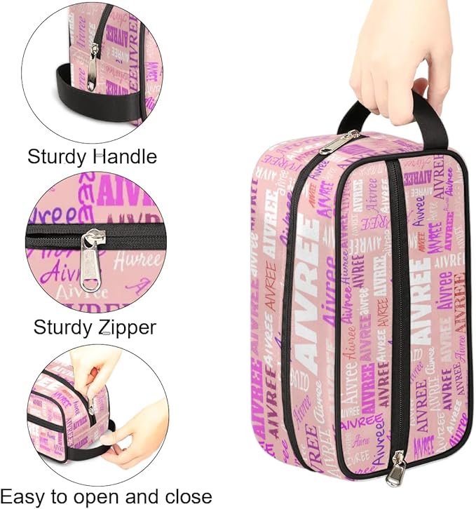 KFNHN Custom Travel Toiletry Bag for Women Makeup Bag Light Pink Background