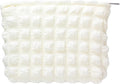 Flat Makeup Bag for Women,Zipper Cosmetic Pouch for Purse,Bubble Beige
