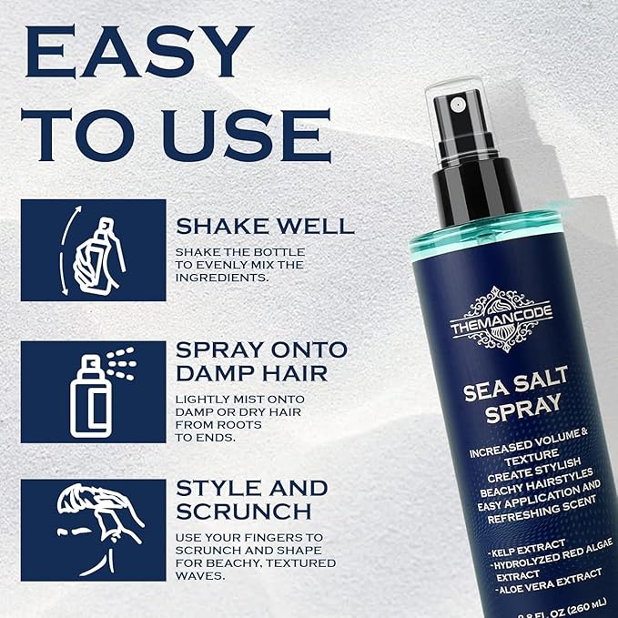 THEMANCODE Sea Salt Spray for Men, Texturizing Hair spray, 8.8 Oz