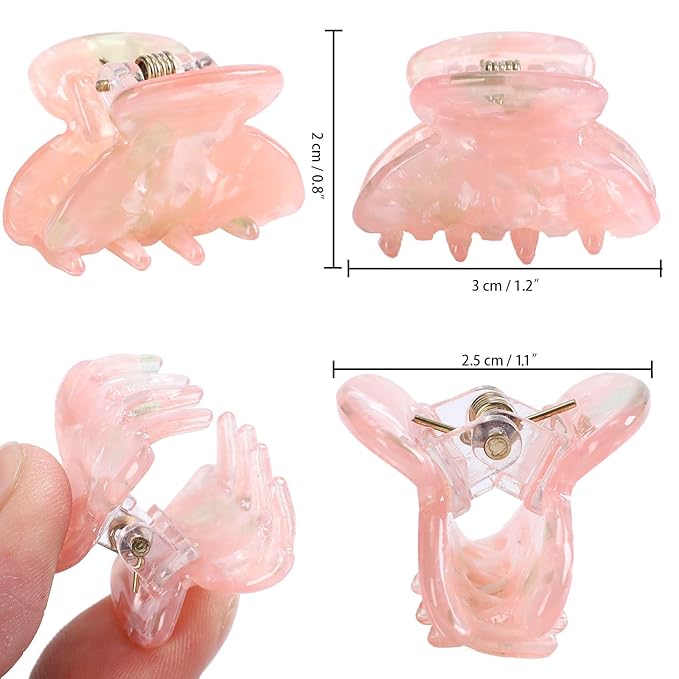 CHLINS 12 Pcs Small Hair Clips for Women, Cute Acrylic Mini Claw Clips Accessories for Thin Fine Hair, Non-Slip Little Jaw Clamps for Half Updo Styling & Bangs