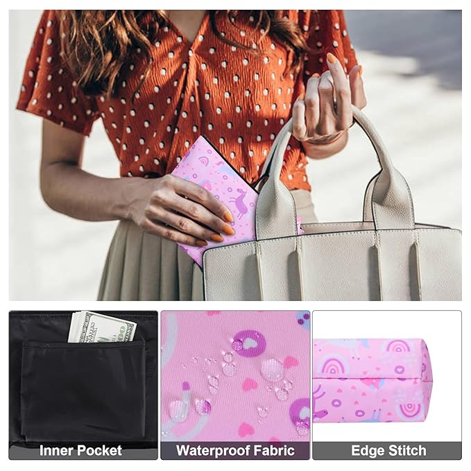 HAWEE Large Makeup Bag for Women Zipper Pouch Travel Cosmetic Organizer Animal Print, Unicorn