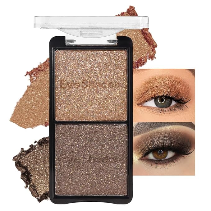 FeiCuiYun Double color eye shadow, Eyeshadows Creamy, high pigment eye makeup palette, matte shimmer metal eye shadow powder, Blendable, Ultra-Pigmented, Easy to Apply, Matte & Shimmer, (03)