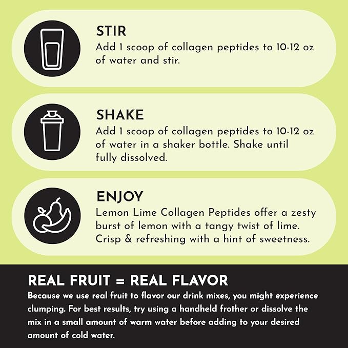 JUST INGREDIENTS Lemon Lime Collagen Peptides - Joint Support - 30 Servings