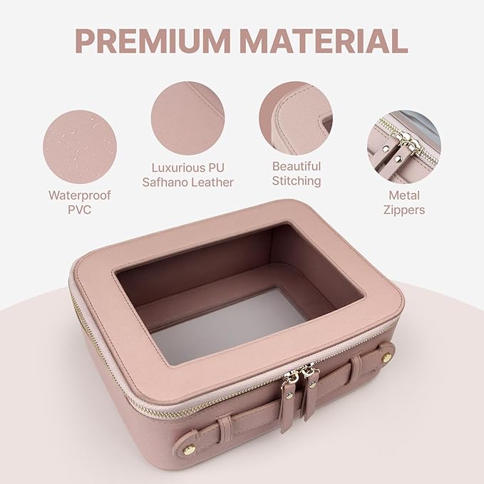 FASAOH Clear Makeup Bag with Mini Cosmetic Bags,Travel Toiletry Bag for Women,Portable Cosmetic Bag Case, Transparent Waterproof Cosmetic Organizer Storage Bag for Women Men