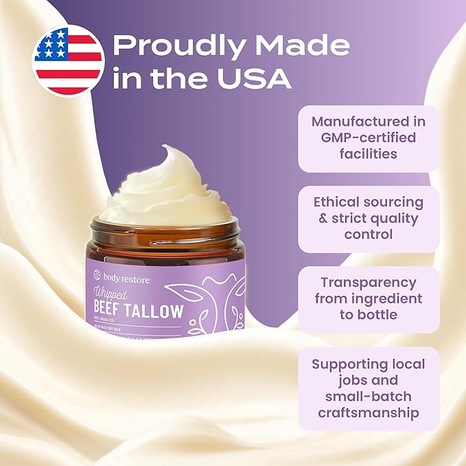 Body Restore Whipped Beef Tallow Balm – Fathers Day Gift for Dad from Daughter Son Wife, Grass Fed Face & Body Moisturizer, Birthday Gifts for Men, Self Care Spa Gifts – Lavender