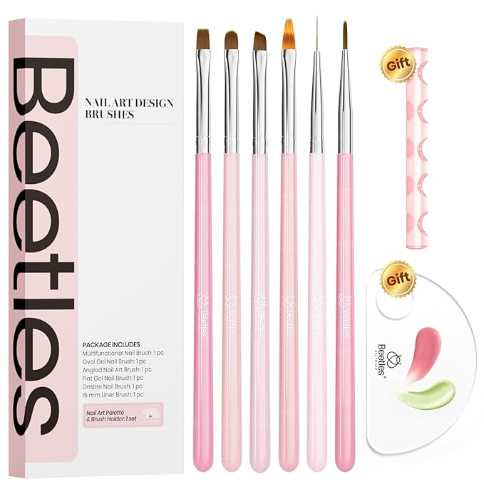 Beetles Nail Art Brushes, 6 Pcs Fingernail Art Design Pens