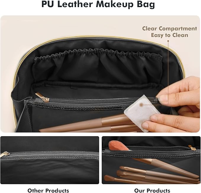 Prite Makeup Bag Travel Toiletry Bag Open Flat Cosmetic Organizer for Women